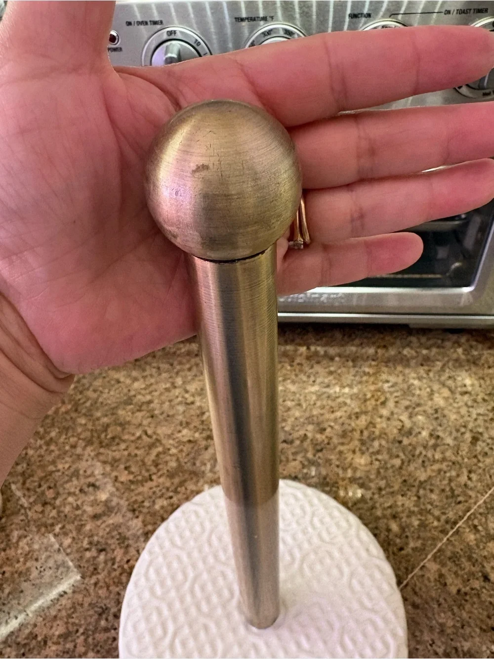 Threshold 2013 Gold & White Paper Towel Stand Textured Ceramic Base